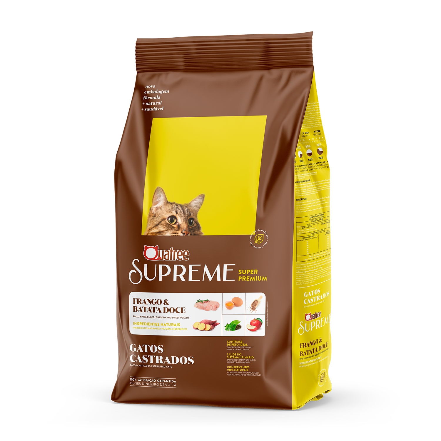 Ração Quatree Supreme Gatos Adultos Castrados Frango e Batata Doce