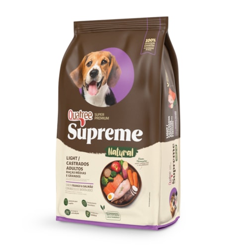Ração Quatree Supreme Light para Cães Adultos Raças Médias e Grandes Frango e Salmão 15 kg