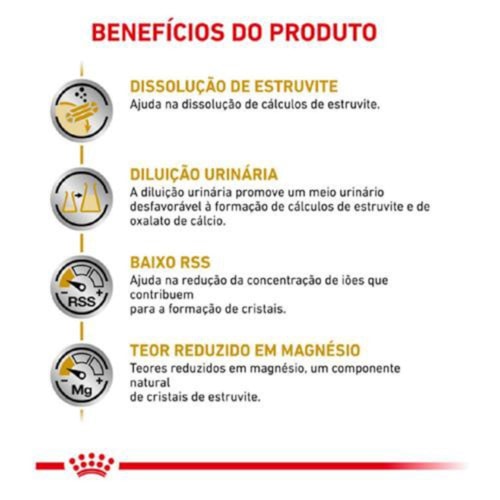 Ração Royal Canin Vet Diet Feline Urinary S/O Dissolução Cálculos Urinários 4,0 kg - imagem adicional