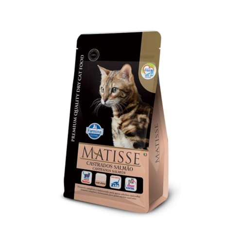 Ração Seca Farmina Matisse para Gatos Adultos Castrados de Todas as Raças Sabor Salmão e Arroz 2Kg