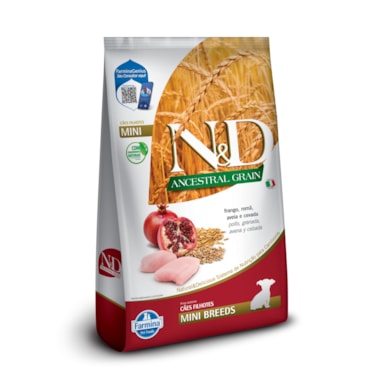 Ração Seca Farmina N&D Ancestral para Cães Filhotes de Raças Mini e Pequenas Sabor Frango, Romã, Aveia e Cevada 2,5Kg