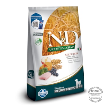 Ração Seca Farmina N&D Ancestral Selection para Cães Adultos de Raças Médias Sabor Carnes, Frutas e Cereais Ancestrais 15Kg - imagem adicional
