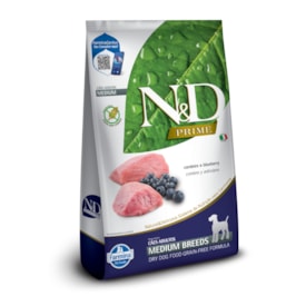 Ração Seca Farmina N&D Prime para Cães Adultos de Raças Médias Sabor Cordeiro e Blueberry 10,1Kg