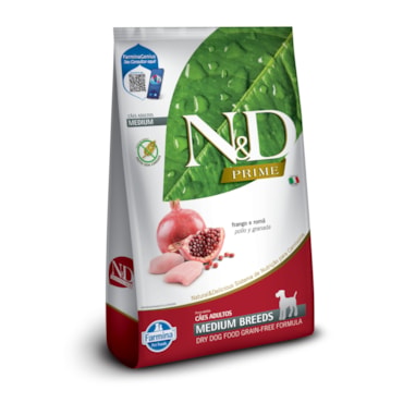 Ração Seca Farmina N&D Prime para Cães Adultos de Raças Médias Sabor Frango e Romã 10,1Kg