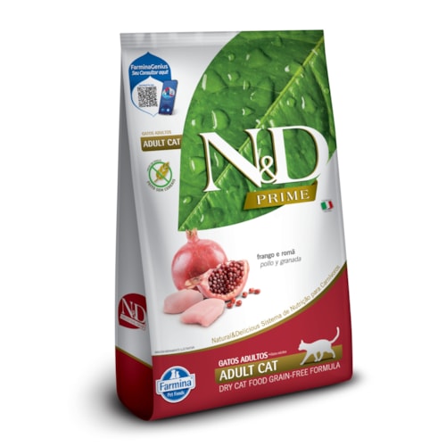 Ração Seca Farmina N&D Prime para Gatos Adultos de Todas as Raças Sabor Frango e Romã 7,5Kg