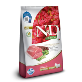 Ração Seca Farmina N&D Quinoa Controle de Peso para Cães Adultos de Raças Mini e Pequenas Sabor Suíno, Quinoa, Brócolis e Aspargo 2,5Kg