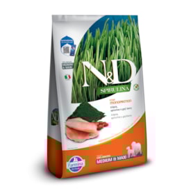 Ração Seca Farmina N&D Spirulina para Cães Adultos de Raças Médias e Grandes Sabor Tilápia, Spirulina e Goji Berry 10,1Kg