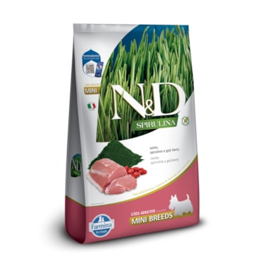 Ração Seca Farmina N&D Spirulina para Cães Adultos de Raças Mini e Pequenas Sabor Suíno, Spirulina e Goji Berry 2Kg