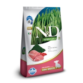 Ração Seca Farmina N&D Spirulina para Cães Filhotes de Raças Mini e Pequenas Sabor Suíno, Spirulina e Goji Berry 7Kg