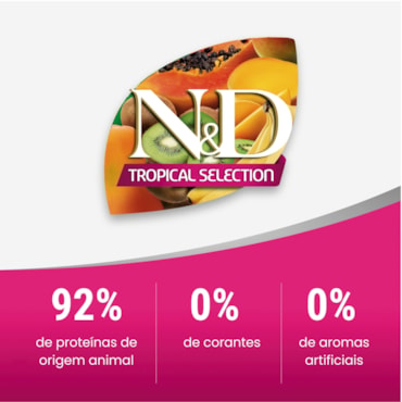 Ração Seca Farmina N&D Tropical para Gatos Adultos de Todas as Raças Sabor Frango, Cereais e Frutas Tropicais 1,5Kg - imagem adicional