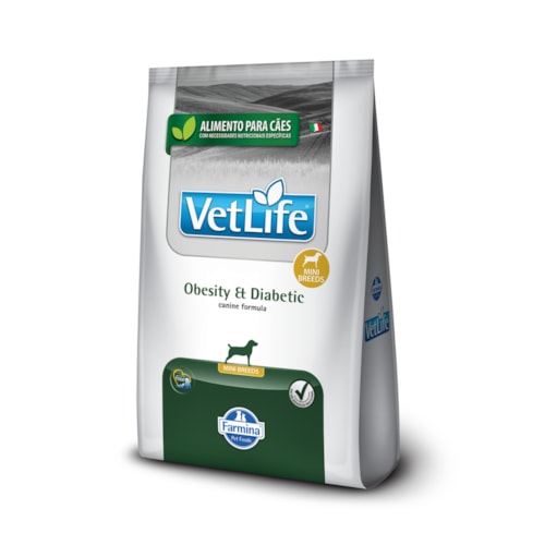 Ração Seca Farmina Vet Life Diabetic para Cães Adultos de Raças Mini e Pequenas 10,1Kg