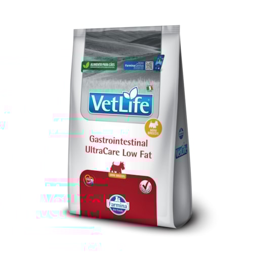 Ração Seca Farmina Vet Life Gastrointestinal UltraCare Low Fat para Cães Adultos de Raças Mini e Pequenas 1,5Kg