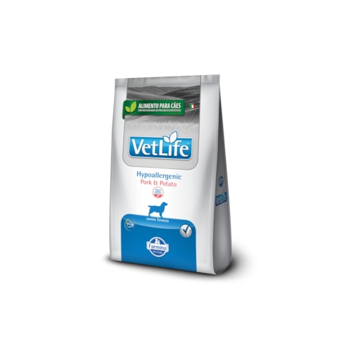 Ração Seca Farmina Vet Life Hypoallergenic Pork & Potato para Cães Adultos de Todas as Raças 2Kg