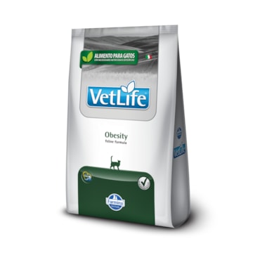 Ração Seca Farmina Vet Life Obesity para Gatos Adultos de Todas as Raças 2Kg