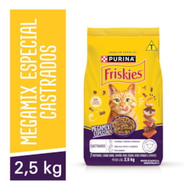 Ração Seca PURINA FRISKIES® Megamix para Gatos Castrados 2,5Kg