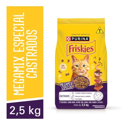 Ração Seca PURINA FRISKIES® Megamix para Gatos Castrados 2,5Kg