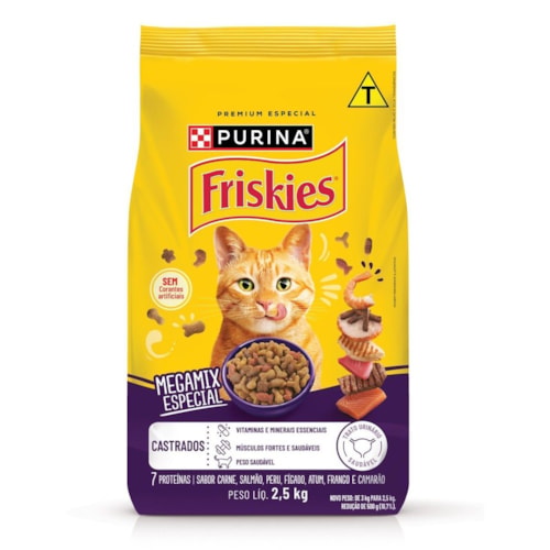 Ração Seca PURINA FRISKIES® Megamix para Gatos Castrados 2,5Kg - imagem adicional