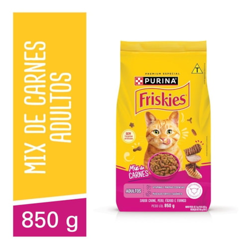 Ração Seca PURINA FRISKIES® Mix de Carnes para Gatos Adultos 850g