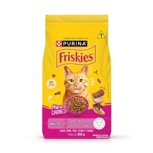 Ração Seca PURINA FRISKIES® Mix de Carnes para Gatos Adultos 850g - imagem adicional