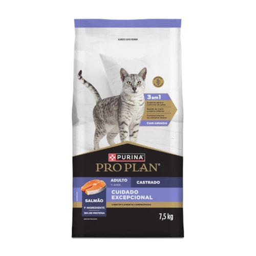 Ração Seca Purina PRO PLAN Cuidado Excepcional para Gatos Adultos Sabor Salmão 7,5 kg - imagem adicional