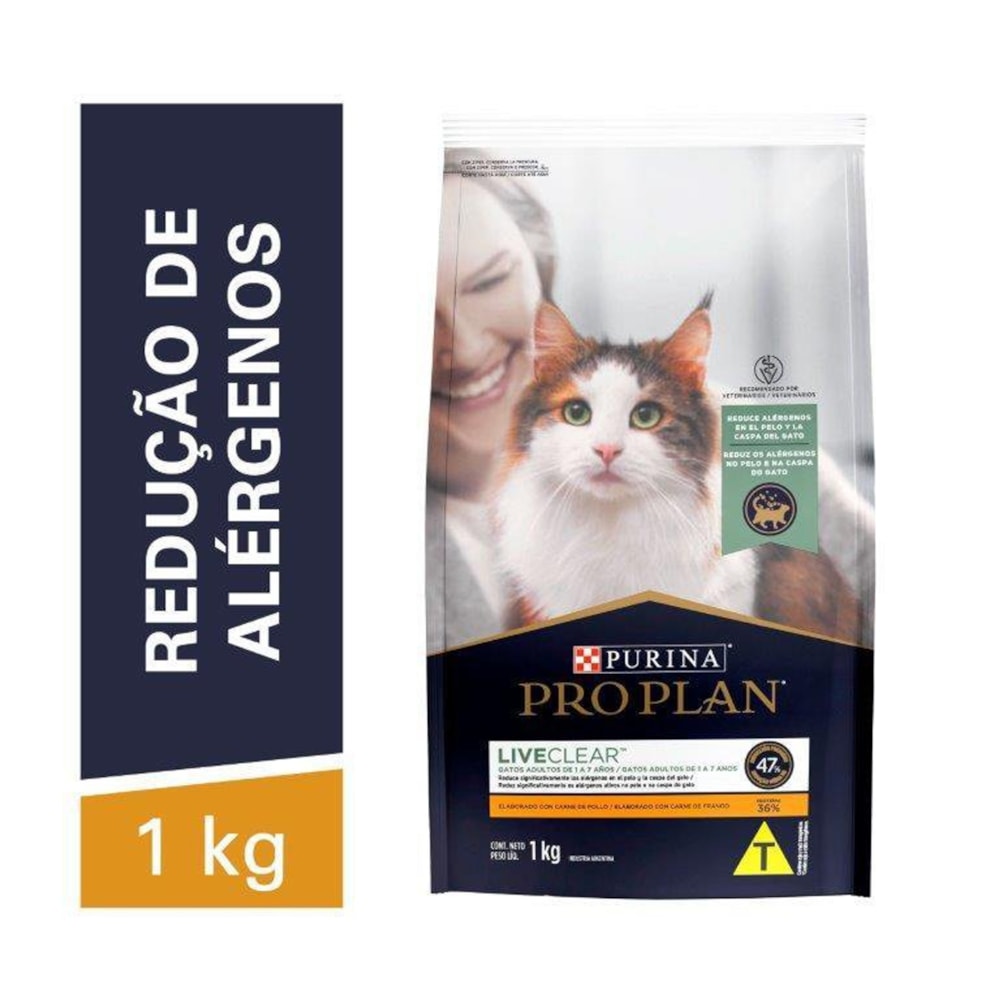 Ração Seca Purina Pro Plan Live Clear Gatos Adultos Sabor Frango 1kg