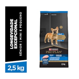 Ração seca PURINA® PRO PLAN® Longevidade Excepcional Cães Sênior 7+ Raças Minis e Pequenas Frango 2,5 kg