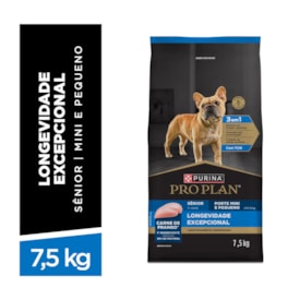 Ração seca PURINA® PRO PLAN® Longevidade Excepcional Cães Sênior 7+ Raças Minis e Pequenas Frango 7,5 kg