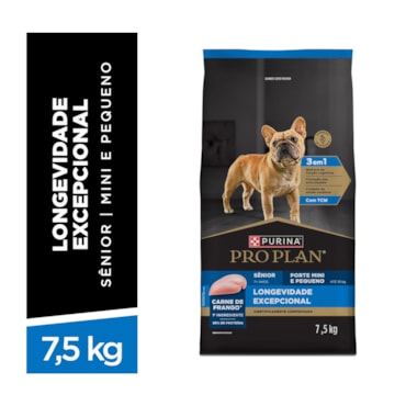 Ração seca PURINA® PRO PLAN® Longevidade Excepcional Cães Sênior 7+ Raças Minis e Pequenas Frango 7,5 kg