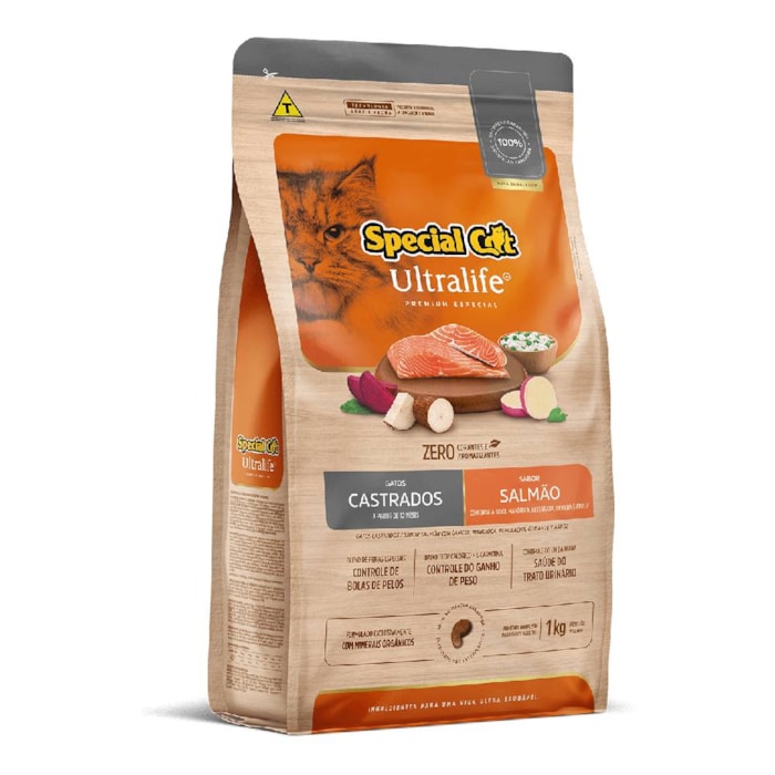 Ração Special Cat Ultralife Gatos Castrados Salmão e Arroz