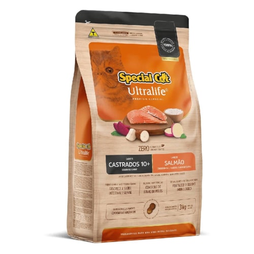 Ração Special Cat Ultralife Salmão e Arroz Gatos Castrados 10+ Anos