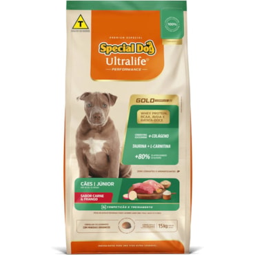 Ração Special Dog Junior Ultralife Performance Cães Filhotes Carne e Frango 15kg