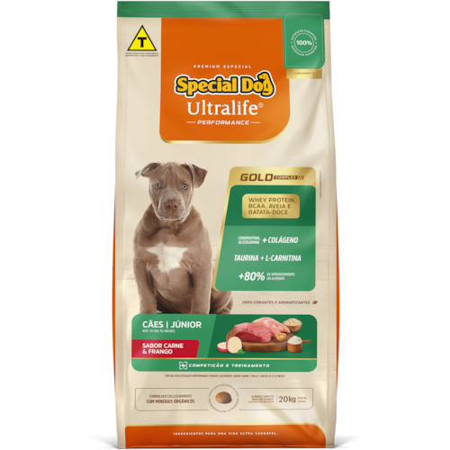 Ração Special Dog Junior Ultralife Performance Cães Filhotes Carne e Frango 20kg