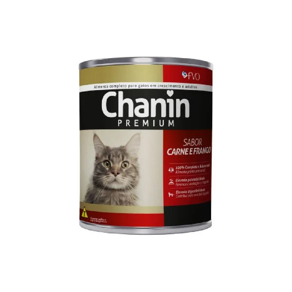 Ração Úmida Chanin Lata Premium para Gatos Sabor Carne e Frango 280g