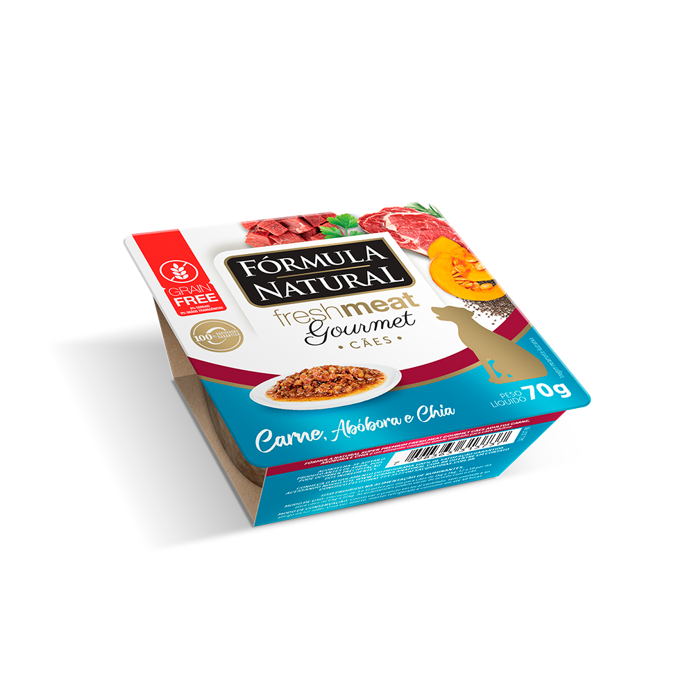 Ração Úmida Fórmula Natural Gourmet para Cães Sabor Carne, Abóbora e Chia 70g 