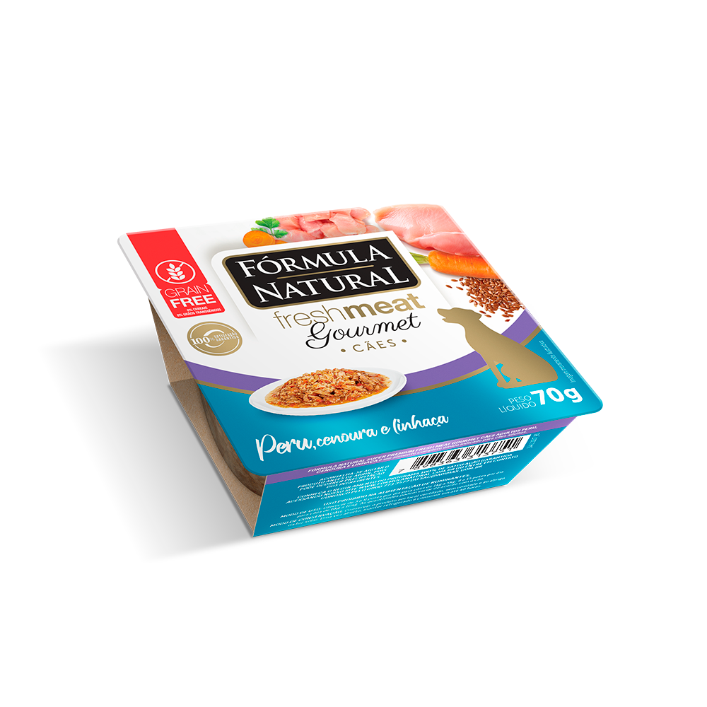 Ração Úmida Fórmula Natural Gourmet para Cães Sabor Peru, Cenoura e Linhaça 70g 