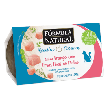Ração Úmida Fórmula Natural Receitas Caseiras Sabor Frango com Ervas Finas ao Molho para Gatos 100g
