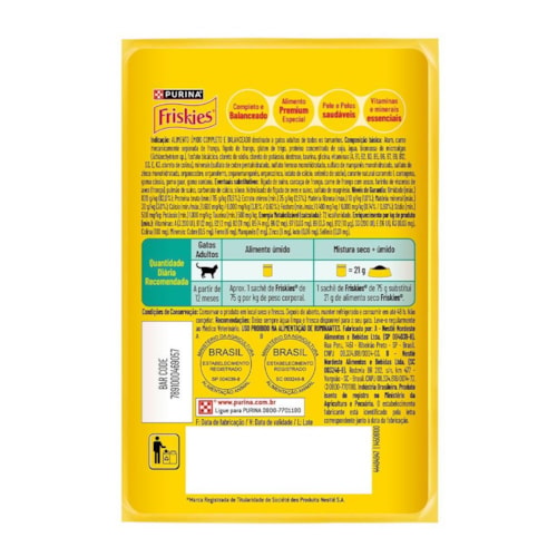 Ração Úmida Friskies Patê para Gatos Adultos Sabor Atum 75g - imagem adicional