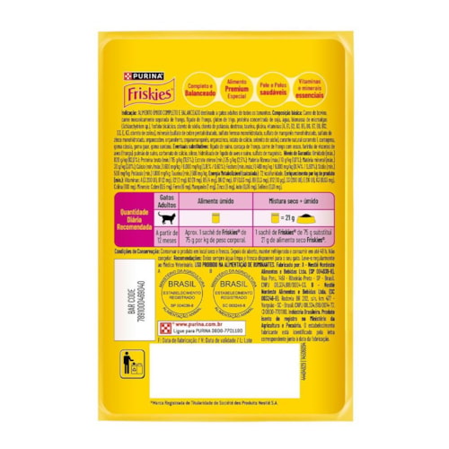 Ração Úmida Friskies Patê para Gatos Adultos Sabor Carne 75g - imagem adicional