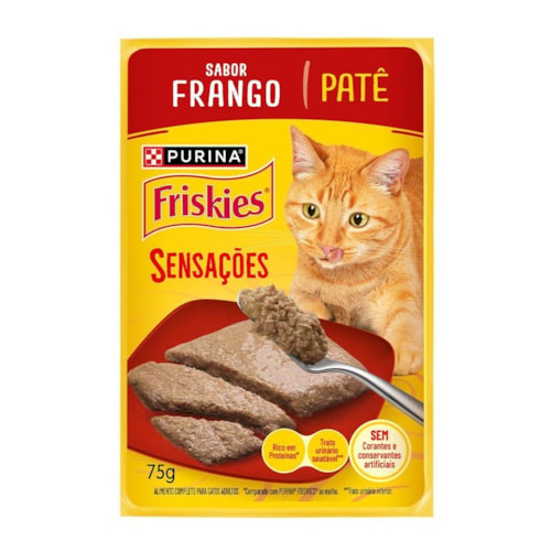 Ração Úmida Friskies Patê para Gatos Adultos Sabor Frango 75g