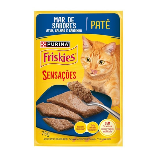 Ração Úmida Friskies Patê para Gatos Adultos Sabor Mar de Sabores 75g