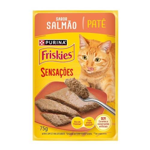 Ração Úmida Friskies Patê para Gatos Adultos Sabor Salmão 75g