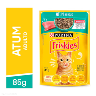 Ração Úmida Friskies Sachê para Gatos Adultos Sabor Atum ao Molho 85g