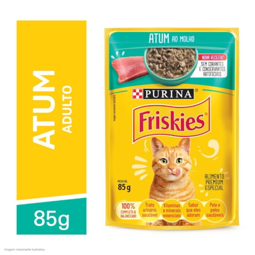 Ração Úmida Friskies Sachê para Gatos Adultos Sabor Atum ao Molho 85g - imagem adicional