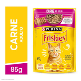 Ração Úmida Friskies Sachê para Gatos Adultos Sabor Carne ao Molho 85g - imagem adicional