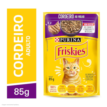 Ração Úmida Friskies Sachê para Gatos Adultos Sabor Cordeiro 85g