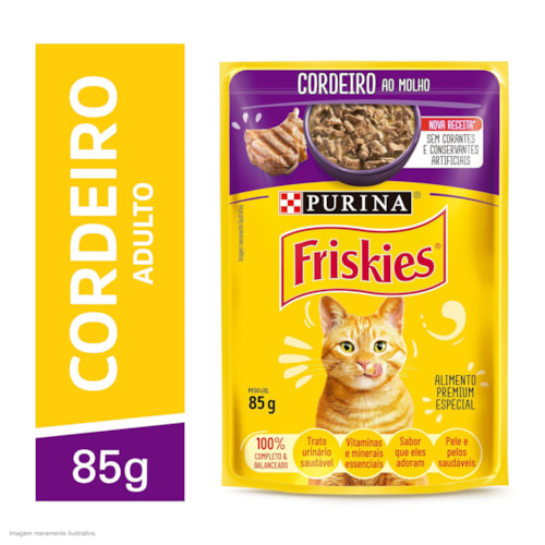 Ração Úmida Friskies Sachê para Gatos Adultos Sabor Cordeiro 85g