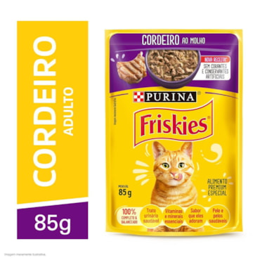 Ração Úmida Friskies Sachê para Gatos Adultos Sabor Cordeiro 85g - imagem adicional