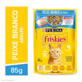 Ração Úmida Friskies Sachê para Gatos Adultos Sabor Peixe Branco ao Molho 85g - imagem adicional