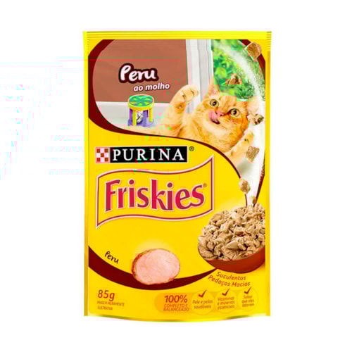 Ração Úmida Friskies Sachê para Gatos Adultos Sabor Peru ao Molho 85g