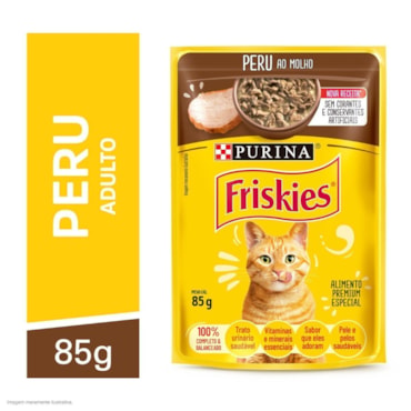 Ração Úmida Friskies Sachê para Gatos Adultos Sabor Peru ao Molho 85g - imagem adicional